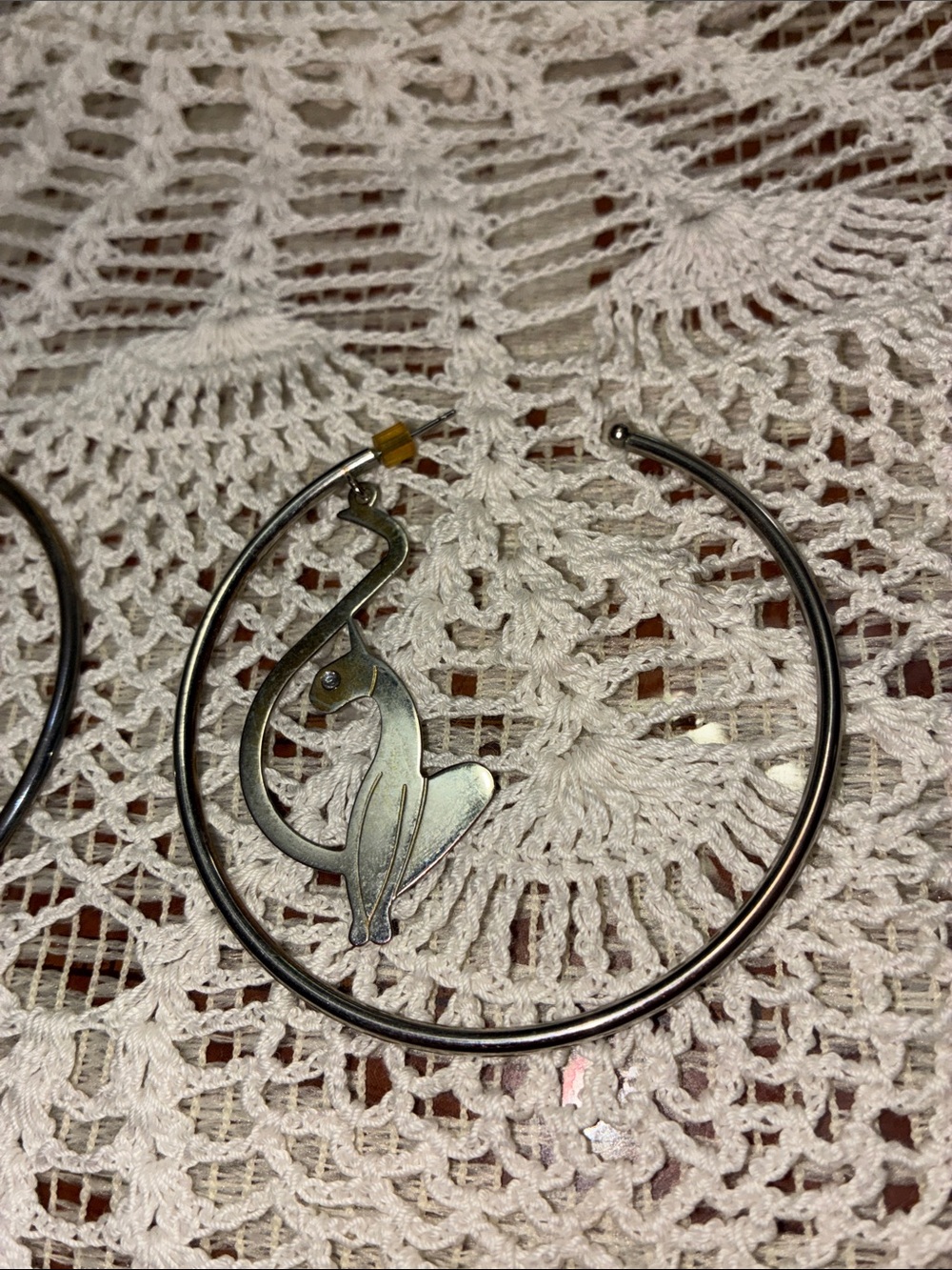 Y2K VINTAGE Baby Phat Silver Gold Hoops Loops Earrings - Picture 7 of 10